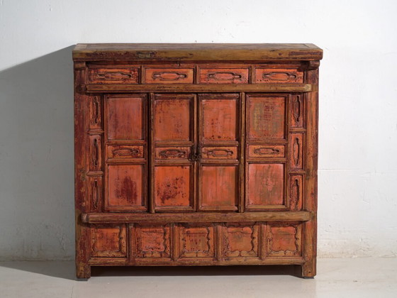 Antique lacquered cabinet in pine wood – China, circa 1930 – Storage cabinet, Iron (photo 30 of 40)