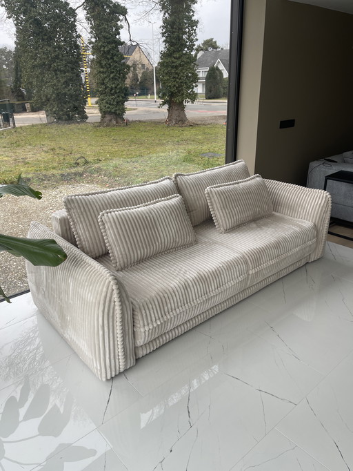 Desgin sofa ribbelstof NIEUW met slaapfunctie en opbergruimte