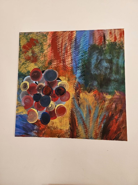 Image 1 of Large Abstract Painting – Fragments of Bloom Warm colors – T.C. Freiberger – Contemporary Expressionism