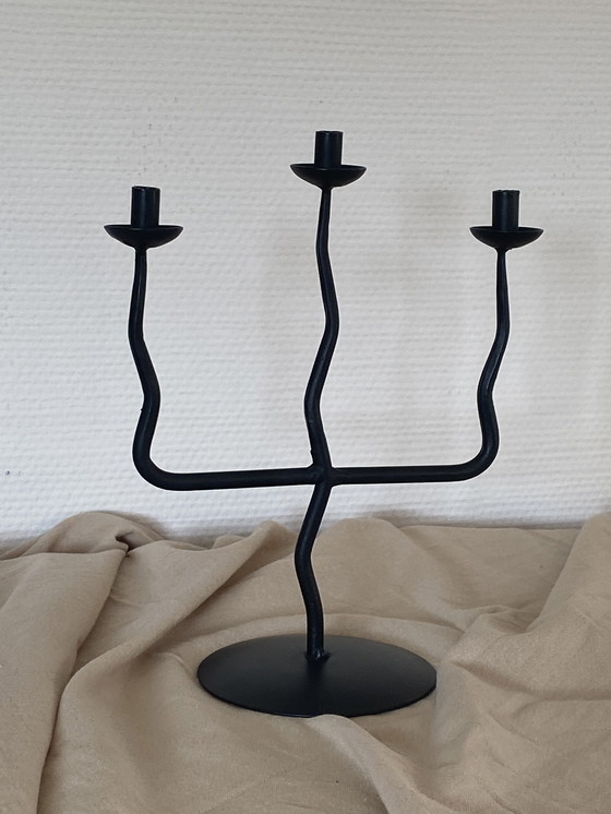 Image 1 of Chandelier vintage en métal noir avec zigzag 'Hysteria'