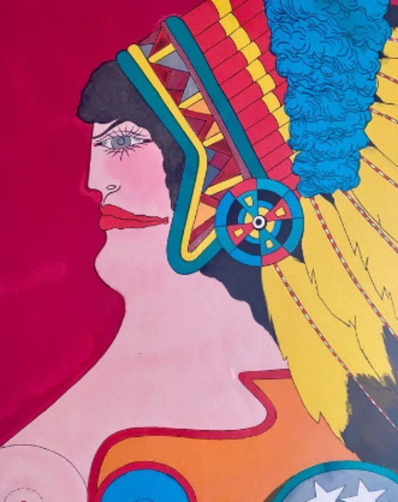 Image 1 of Richard Lindner “Miss American Indian”, signed lithograph,