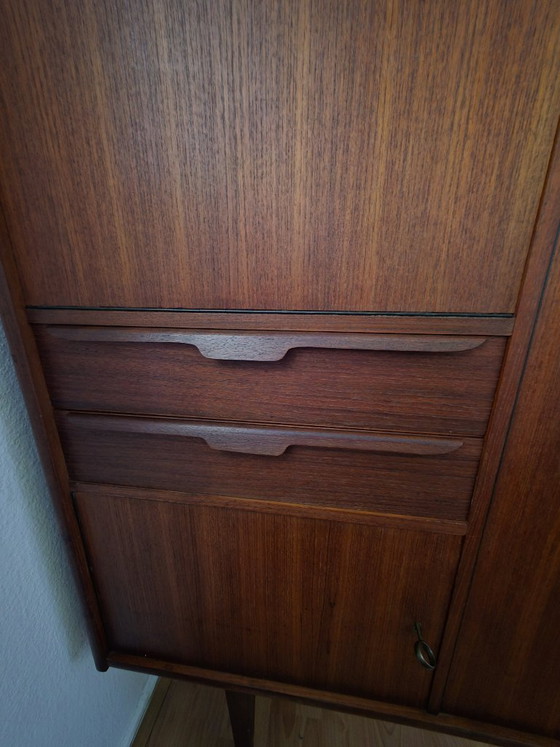 Elegant Mid-Century Teak Highboard, German Design, XXL, High Boards, Wood, Brown (photo 4 of 9)
