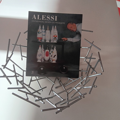 Alessi Blow Up Design Fruit Bowl Stainless Steel and Book (bol à fruits en acier inoxydable et livre)