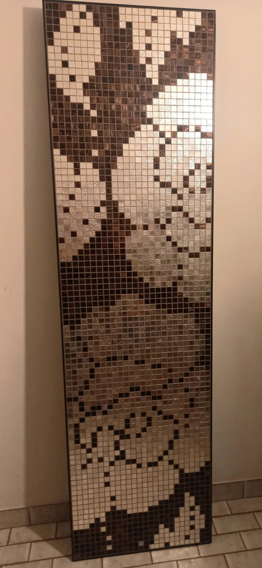 Panneau décoratif original en mosaïque Bisazza « Fleurs d'hiver or/noir »