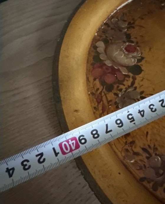 Antikes Tablett aus bemaltem Blech – Dekorative Objekte, Metal (photo 5 of 5)