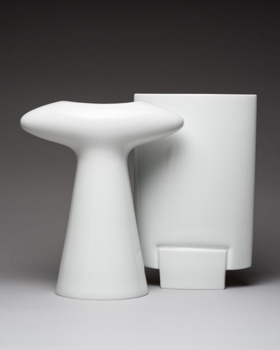 Image 1 of Duo de vases XL en porcelaine Rosenthal vintage : Michael Boehm DEBUT + Platt&Young SPIRIT