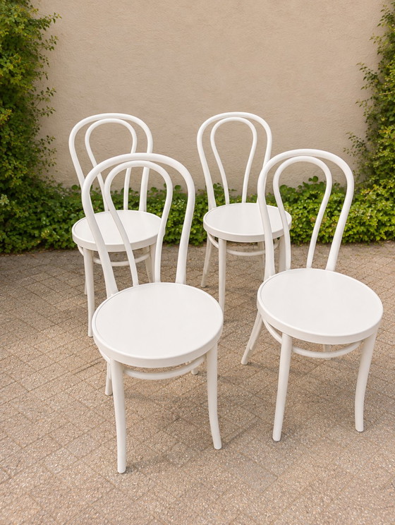 Mooie Set Van 4 Vintage IKEA ÖGLA Stoelen In Wit, Uit De Jaren ’80/’90. – Eetkamerstoelen, Plastic (photo 2 of 5)