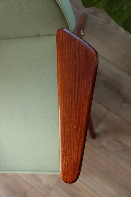 Image 1 of Vintage Armchair Mint Green Wool Mid Century Modern Design