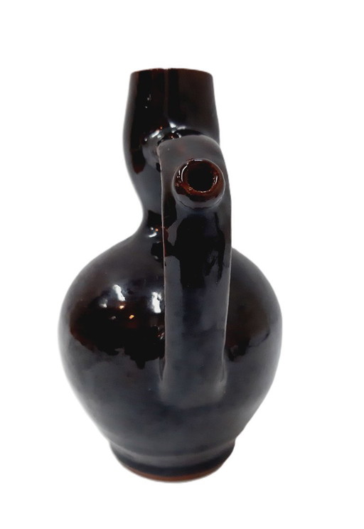 Vintage glazed ceramic pitcher 18 cm