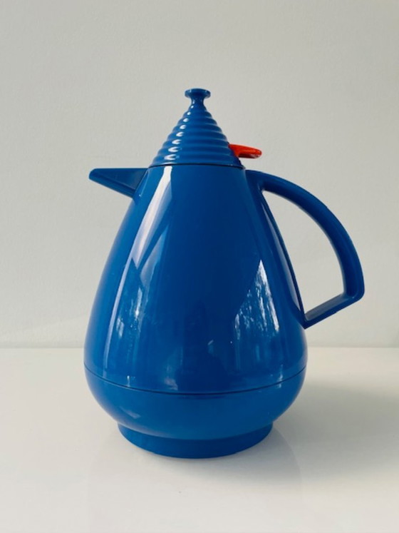 Image 1 of Bouteille isotherme vintage Leifheit Vivatherm bleue Memphis