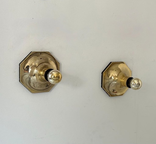 Paar vintage Motoko Ishii wandlampen voor Staf Leuchten, messing, 1970