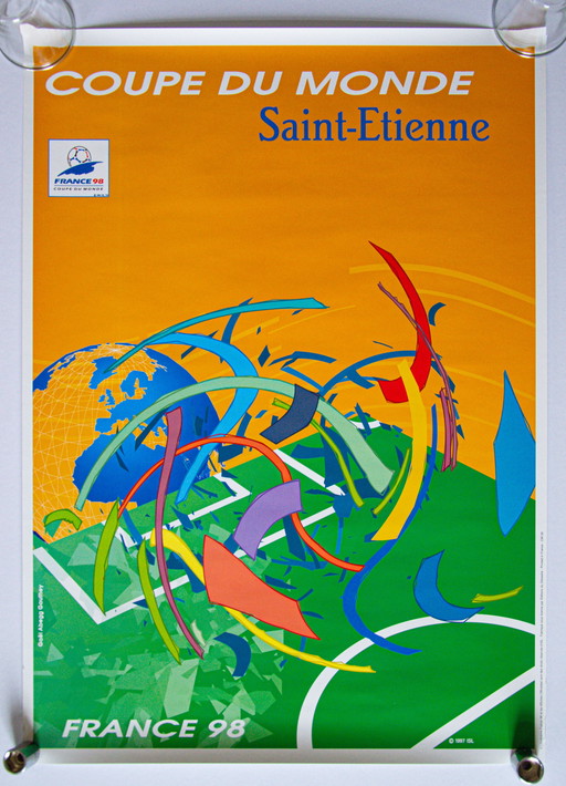 Original vintage poster World Cup 98 France Saint-Etienne / 70 x 50 cm / With original packaging