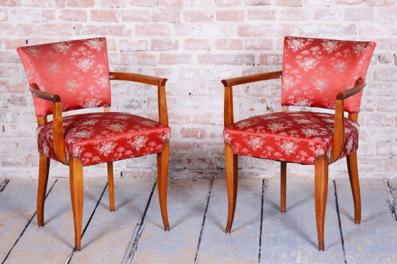 Ensemble de deux fauteuils Art déco restaurés, par Jules Leleu, Hêtre, France, années 1930 – Textile, Wood (photo 6 of 9)