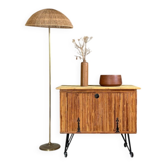 Vintage rattan buffet bar – Barstools, Wicker, Metal (photo 2 of 12)