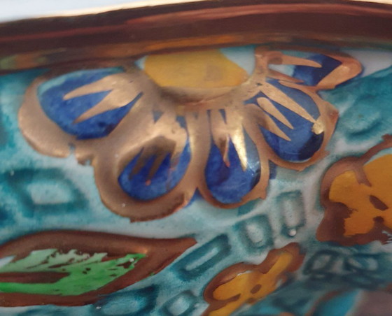 Image 1 of Colorful ceramic box with lid - Belgium 1930-1950