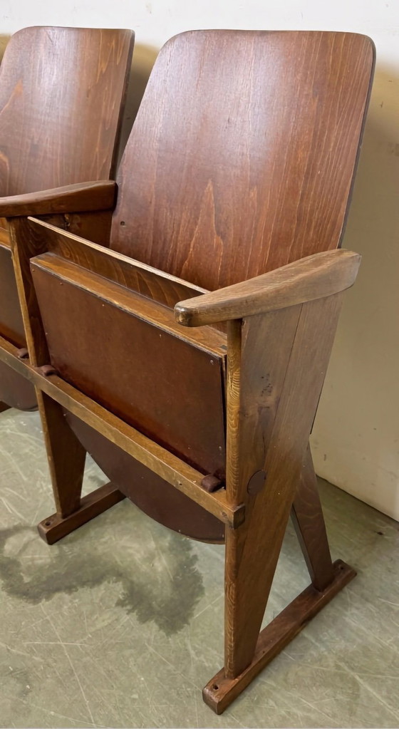 Image 1 of Vintage 3-zits bioscoopbank van Ton, jaren 60