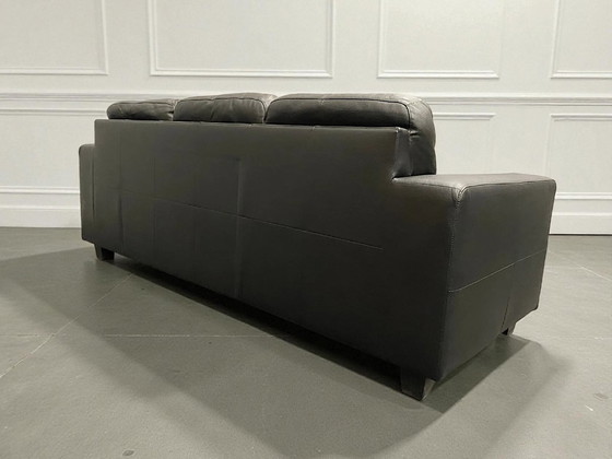 Image 1 of divano nero a 3 posti (IKEA) – similpelle – larghezza 200 cm