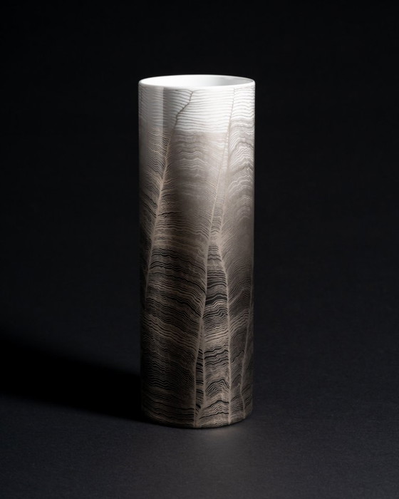 Image 1 of Glam Chic Vintage Rare Alain Le Foll × Rosenthal "Chiffon" Porcelain Vase Duo