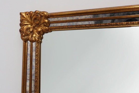 Image 1 of Grand miroir Deknudt rectangulaire doré de style baroque du 20e siècle, Belgique