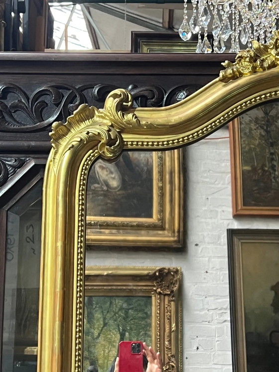 Miroir hauteur 214 cm, cheminée style Louis XV., Bois (photo 10 sur 17)