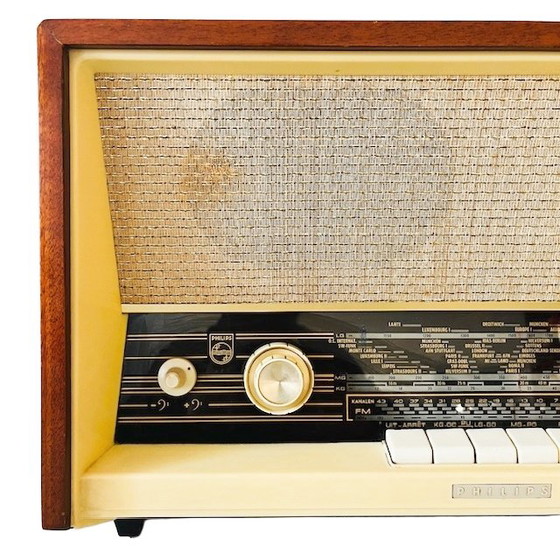 Image 1 of Radio a valvole vintage Philips B5X22A in teak e bachelite, anni '60