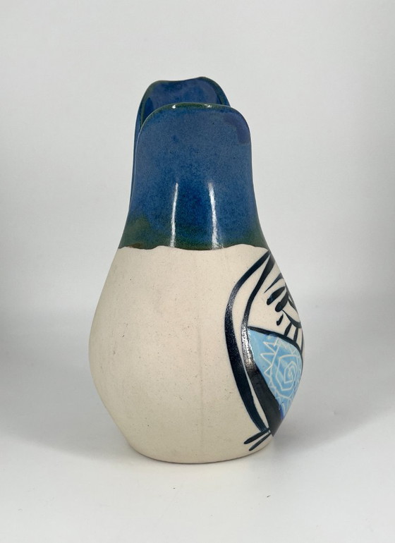 Image 1 of Alfonso Otero Regal “Picasso Face” Vase – Signed Art Ceramic / Cubist Design (20 cm)