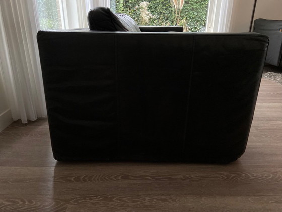 Image 1 of Two 3-seater Machalke sofas, aniline leather (black)
