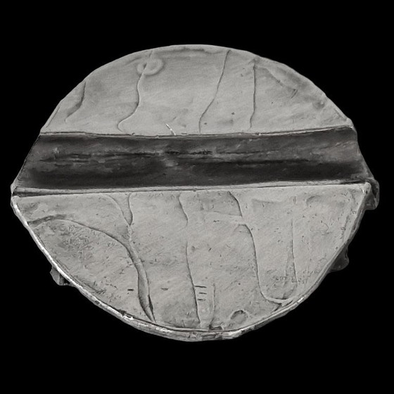 Image 1 of Große massive brutalistische Silberbrosche / Anhänger