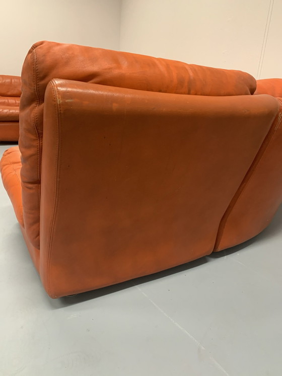 Canapé Segmenté en Cuir Italien des Années 70 (photo 7 of 10)