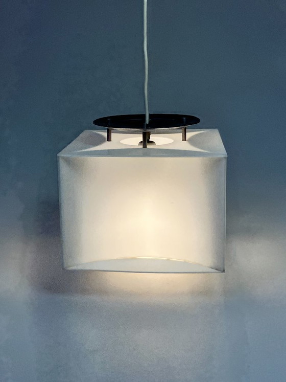 Suspension Cube Blanc Vintage, Space Age, Années 1970 – Métal, Plastique (photo 3 of 18)