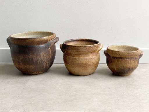 3x Vintage Rustic Ceramic Flower Pots / Planters – plantenbak (photo 2 of 5)