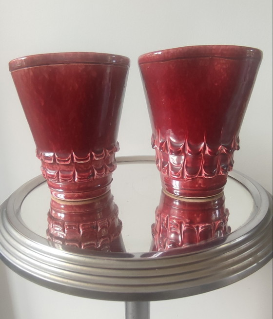 Paire de vases Art Déco en céramique rouge sang de bœuf asymétrique – Objets déco, Ceramic (photo 4 of 13)