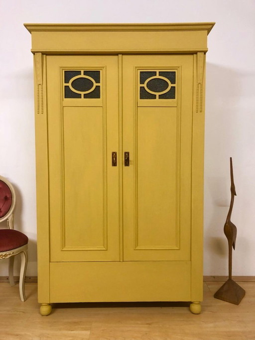 Simple Art Nouveau cabinet, antique wardrobe, country-style cabinet circa 1910 / shabby chic.