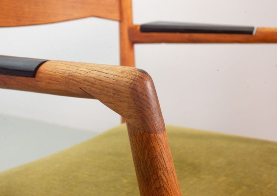 Image 1 of Set of Two Hans Wegner Mid-Century Design Famous Dining Chairs for Plan Mobler with Black Wooden armrests. Sweden, 1960s.