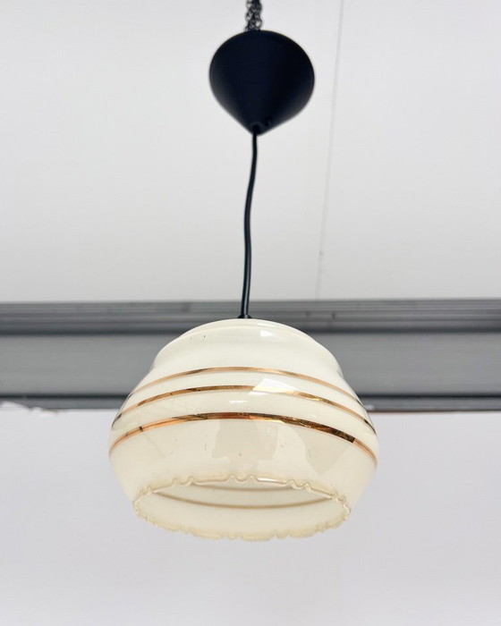 Set di 2 lampade da soffitto rotonde vintage beige, anni '60 – Lampade a sospensione, Glass (photo 4 of 8)