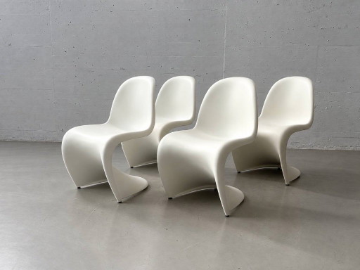 4 Sillas Panton originales de Vitra por Verner Panton – Blanco, Producción 2008