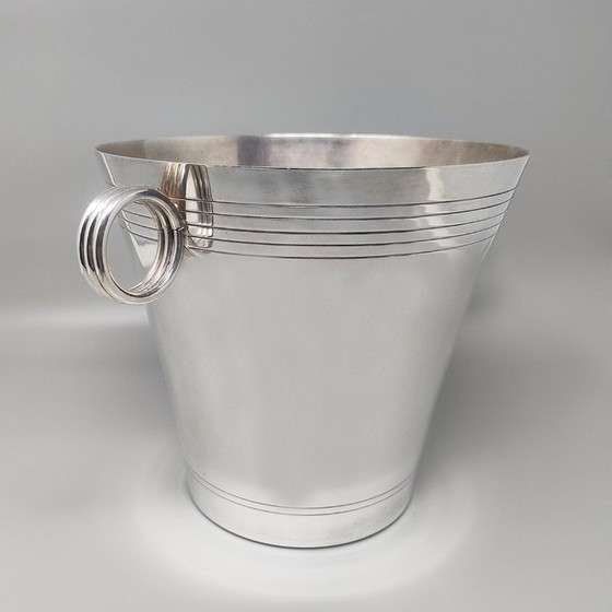 Image 1 of 1930s Gorgeous Art Deco Champagne or Ice Bucket by Udner in Silver Plated, Made in France