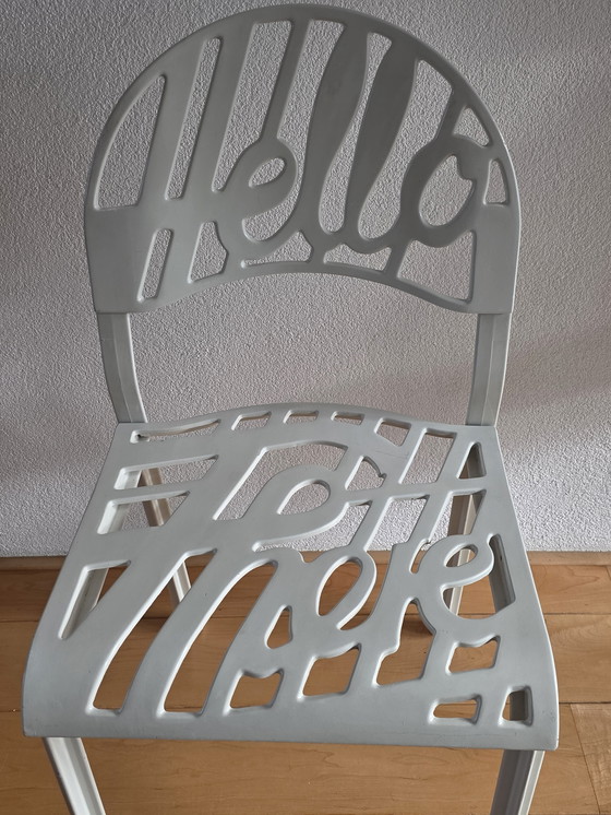 Image 1 of 2 white aluminum "Hello There" chairs designed in 1978 by Jeremy Harvey