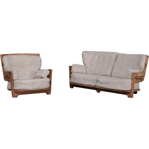 Set da soggiorno vintage in rovere "Denis" di Guillerme e Chambron, Francia 1960