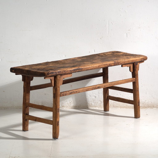 Tavolo console basso antico in legno di pino – Cina, circa 1900
