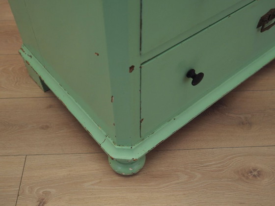 Solid pine chest of drawers painted green, three drawers, Denmark 1950s – Wood (photo 10 of 16)
