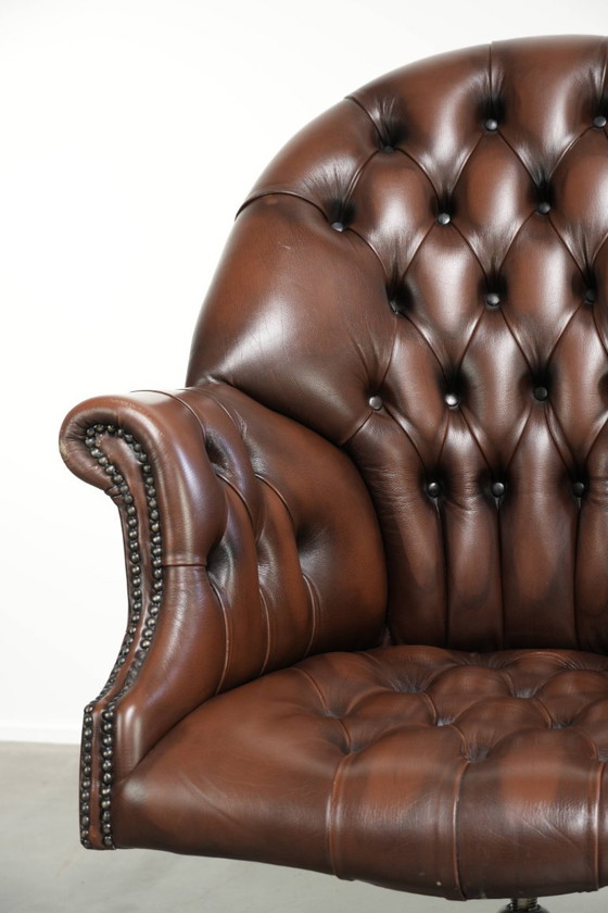 Sedia da ufficio Chesterfield in pelle bovina marrone in lussuoso stile inglese – Sedie da ufficio, Leather (photo 9 of 14)