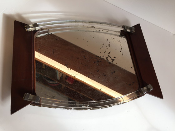 Image 1 of Specchio Art Déco e vassoio in legno Francia