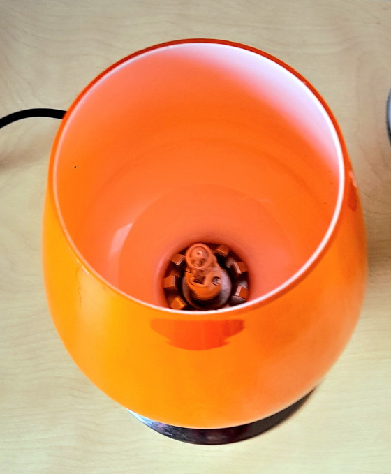 Image 1 of Pair of space age lamps in orange opaline glass and chrome-plated metal
