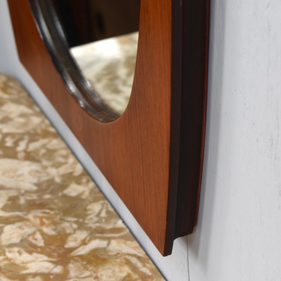 Italian Teak Wall Mirror, Mid-Century Modern Design, 1950s, Italy, Wood, Brown, Mid Century Modern (photo 6 of 7)