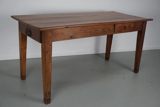 Image 1 of Early 20th-century French rustic country dining table made of fruitwood