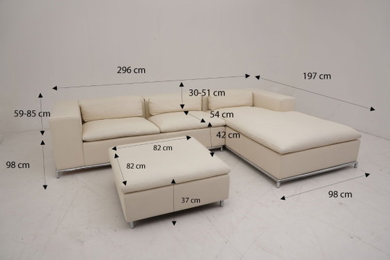 Image 1 of de Sede DS 7 desede Canapé d'angle Canapé d'angle Pouf en cuir beige classique
