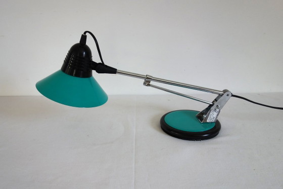 Lampe de Bureau Vintage par Aluminor, France, 1970s, Métal, Chrome, Turquoise (photo 3 sur 12)