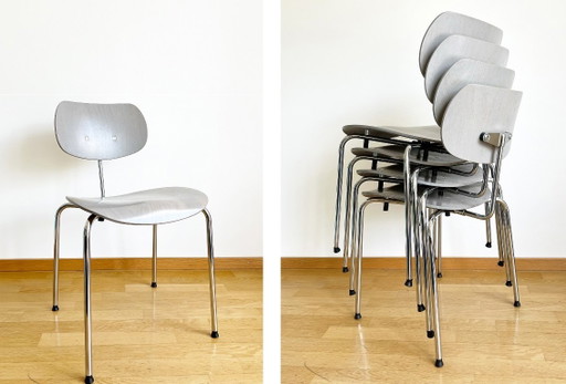 Set of 4 Original Egon Eiermann SE68 Chairs by Wilde + Spieth – Vintage Stackable Dining Chairs, Grey Mid Century German Design