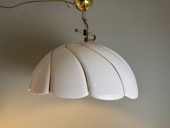 Image 1 of Vintage XL Keramische Hanglamp jaren 70 stijl van Tommaso Barbi Made in Italy 